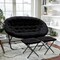 Flash Furniture Eleanor 56-in Folding Double Saucer Chair w/2 Folding Ottomans Black Faux Fur w/a Black Steel Frame FV-FDS-001-2FR-BK-BK-GG - alternate 3